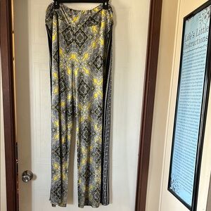 Patterned Yellow and Black Women's Pants